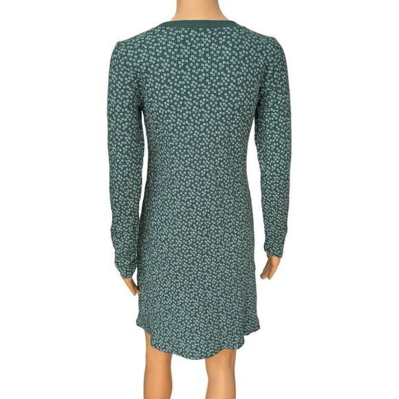 American Eagle Floral Long-Sleeve Mini Dress Green/Teal size S cotton - Picture 4 of 8